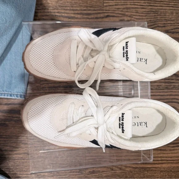 Kate Spade K As In Kate Womens White & Black Sneakers with Gum Sole Size 8.5 - Picture 5 of 10